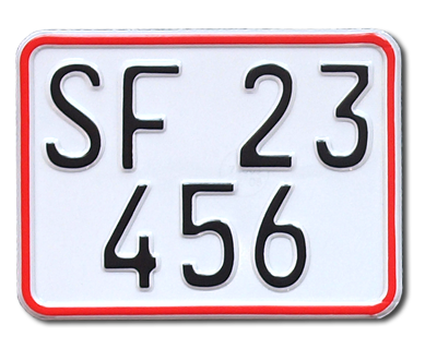 01. Dansk nummerplade hvid refleks, 503 x 110 mm, Showplate.se