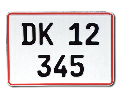 05. Dansk nummerplade hvid refleks, EU størrelse 520 x 110 mm, Showplate.se