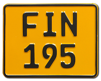 13. Finnish plate yellow 195 x 155 mm