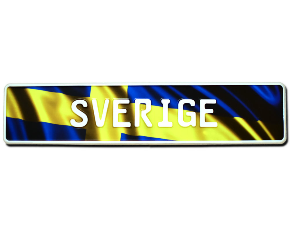03e. Schwedisches Schild mit grosser Fahne 520 x 110 mm