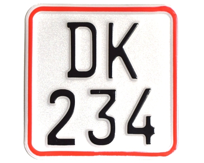 11a. Dansk Knallert nummerplade, 110 x 110 mm